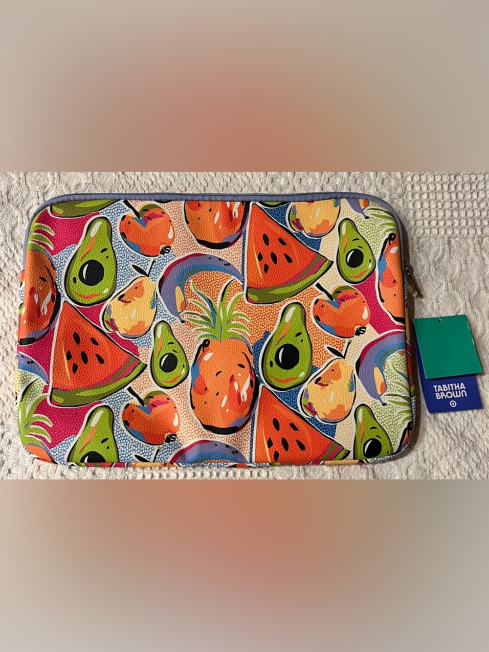 Tabitha Brown Colorful Fruit Print Laptop Sleeve - Multicolor NWT
